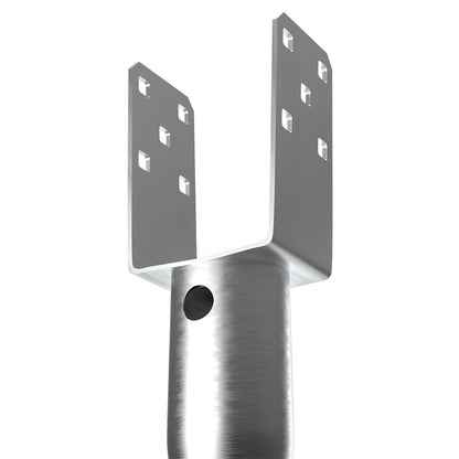 VEVOR No Dig Ground Anchor, 1 Pack 10 x 7 x 70 cm DIY Screw in Post Stake, Includes 6 Lag Bolts & a Rebar, U-Shape Heavy Duty Steel Post Holder, Great for Mailbox Posts and Fence Posts