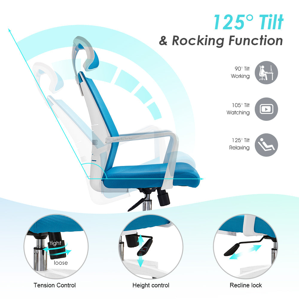 High back executive PU office chair - Blue