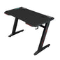 Gaming Desk with LED Lights Computer Desk Z Shaped Desk - Black