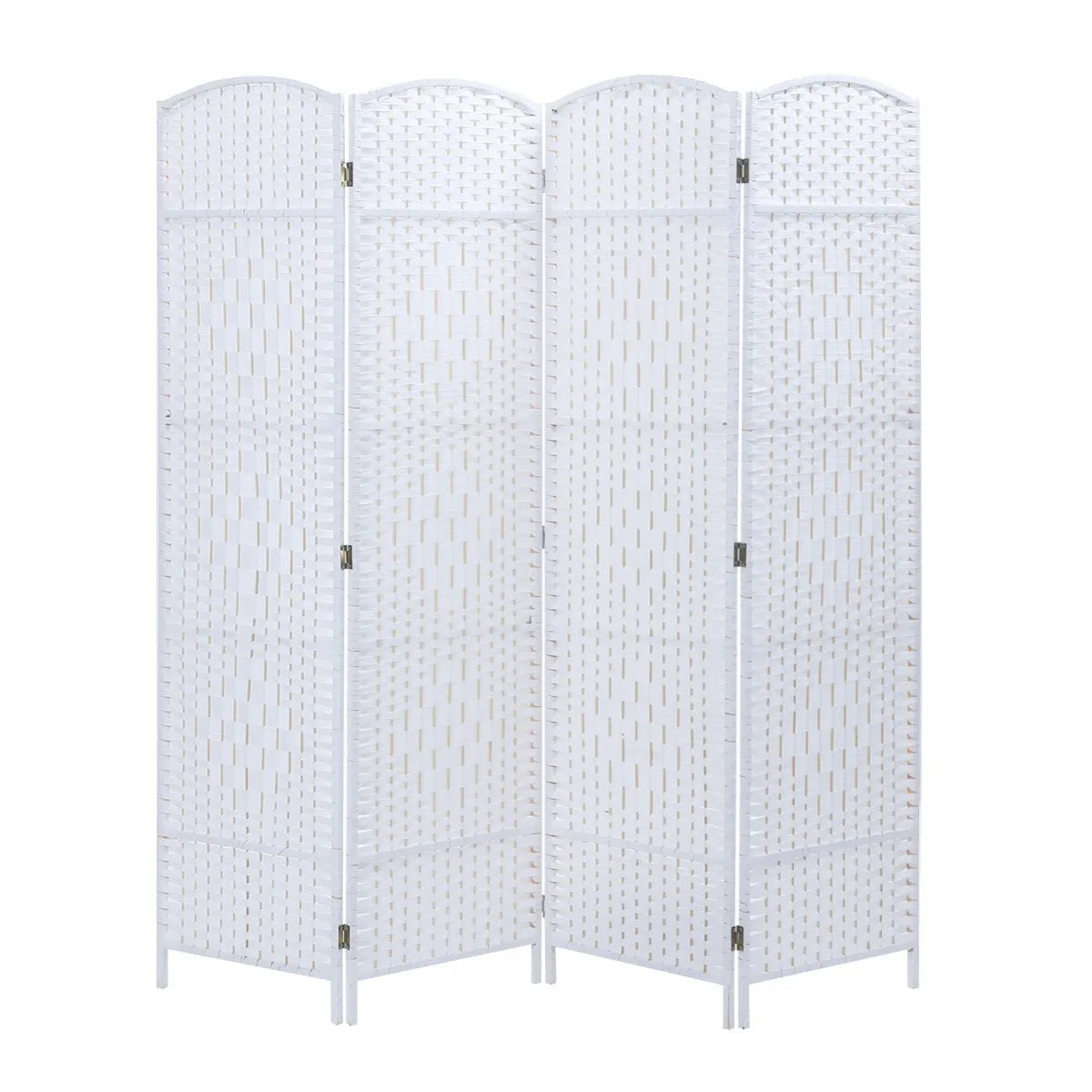 4 Panel Room Divider Decorative Folding Rattan Wicker Screen Room Privacy Separator White