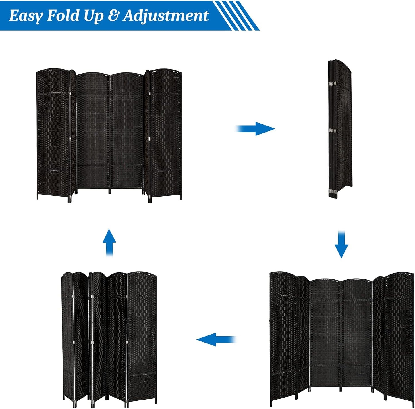 Portable Folding Room Divider Partition – 6 Panel Privacy Screen