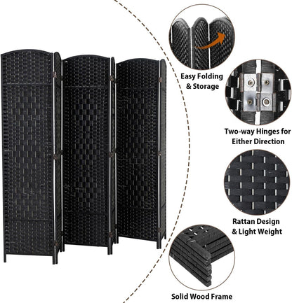 Portable Folding Room Divider Partition – 6 Panel Privacy Screen