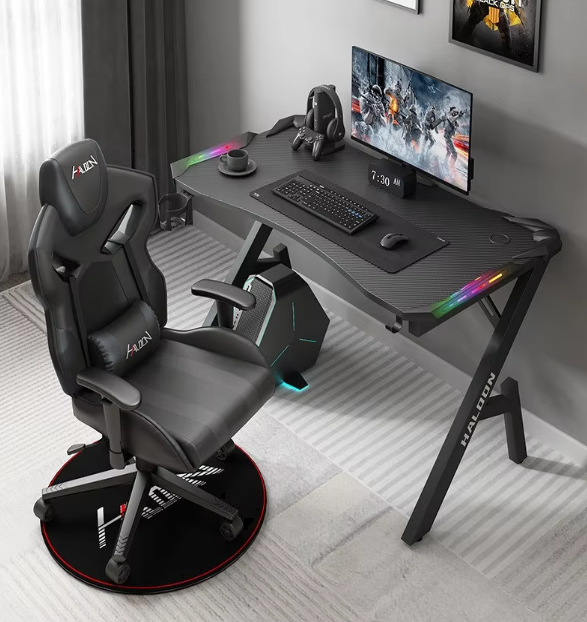 Gaming Desk with LED Lights Computer Desk K Shaped Desk - 120 x 60
