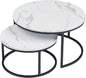 Nesting Coffee Table Faux Marble Small Round Coffee Tables - White